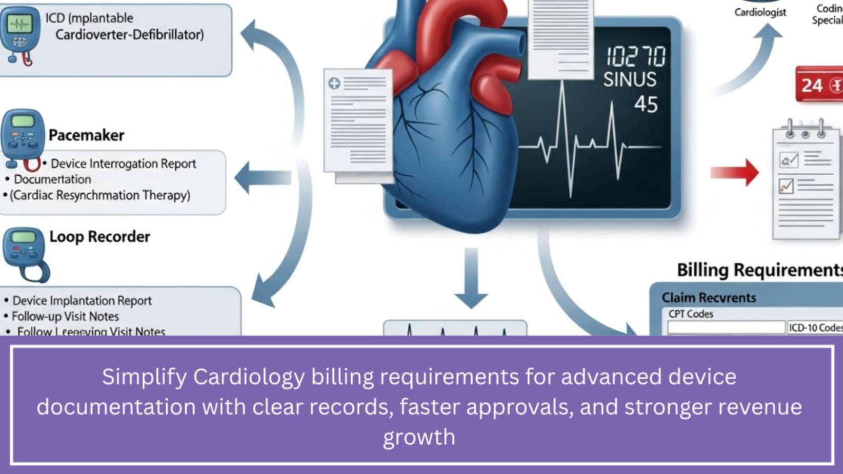 Cardiology billing requirements for advanced device documentation